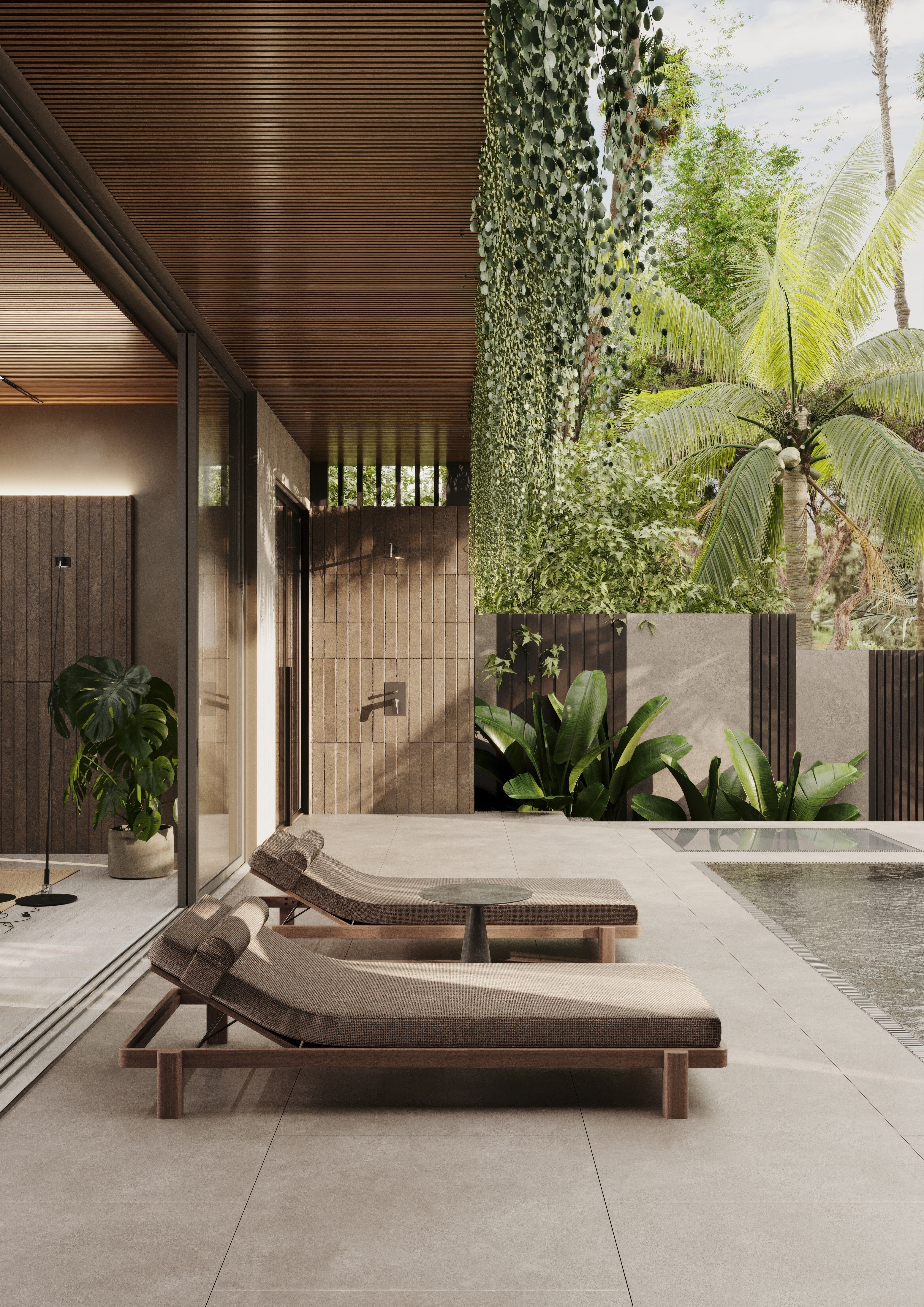 Recover poolside on shaded loungers.