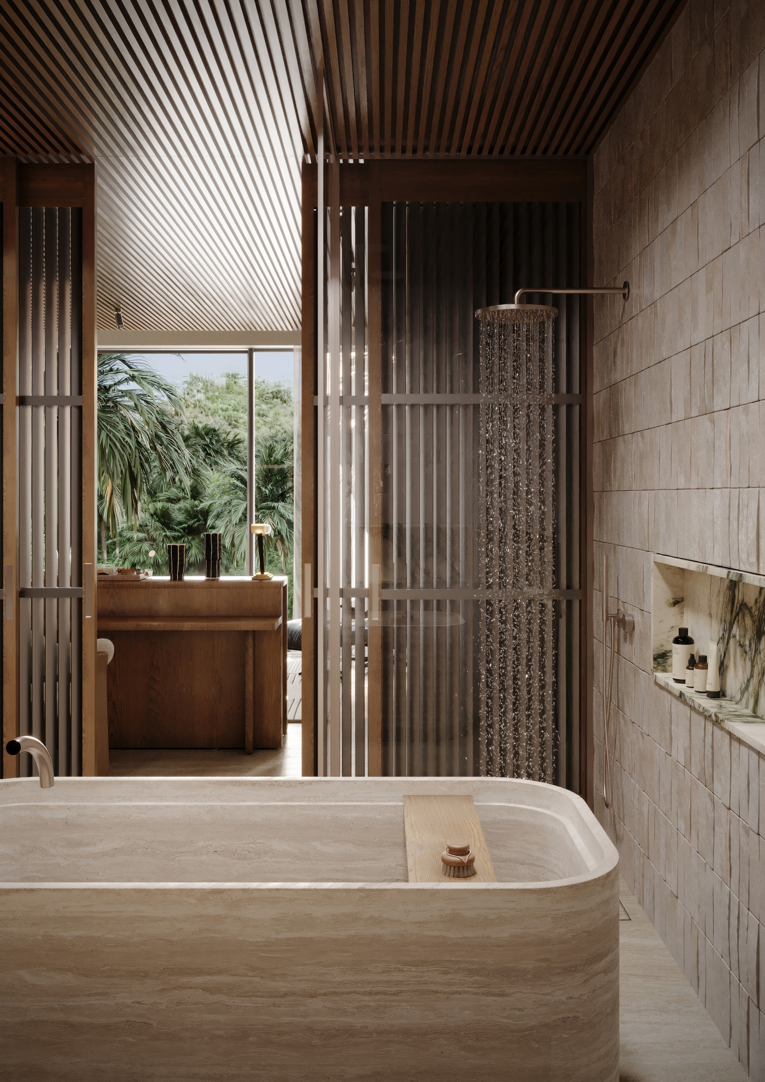 A private bathroom that opens to the garden.