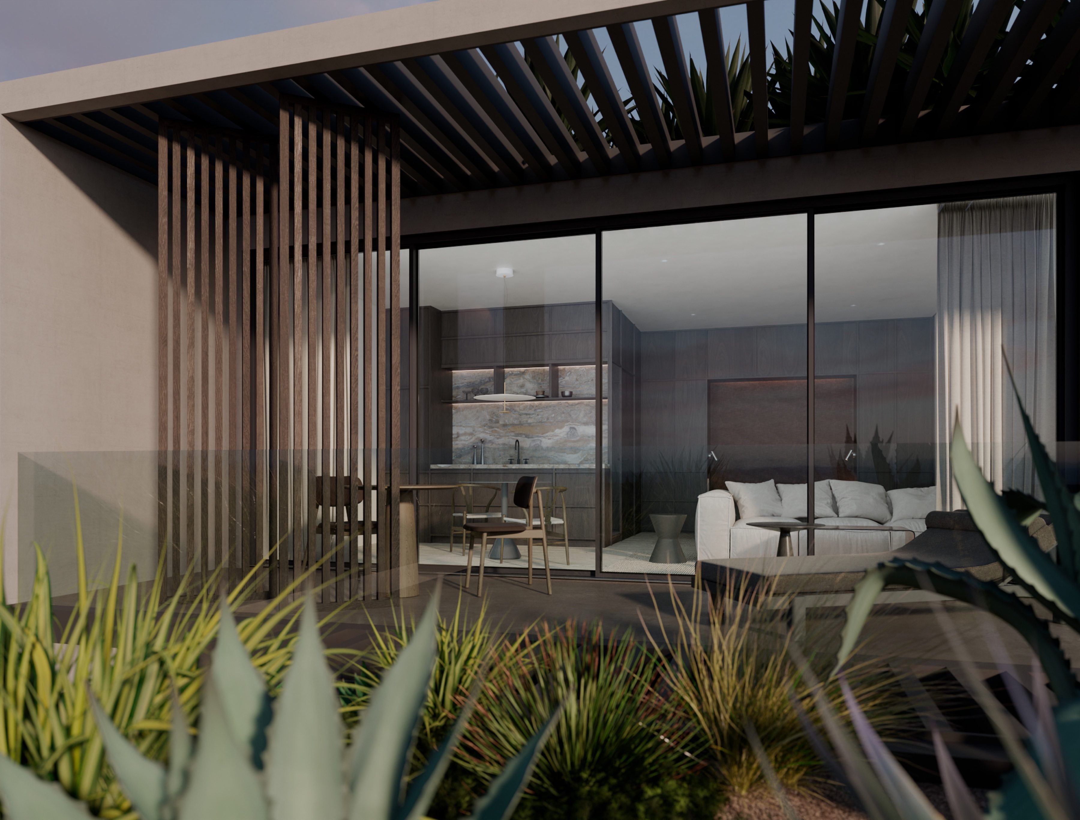 Step out to a private terrace with a tropical garden outlook.