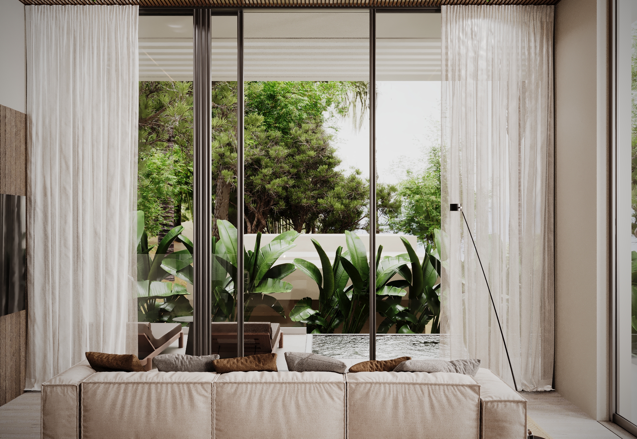 Open the living pavilion directly onto the garden.